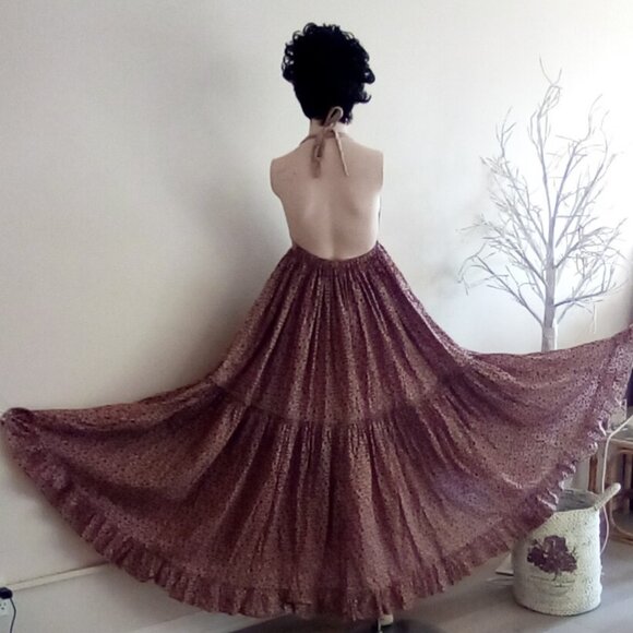 Moda International Y2K Floral Tiered Maxi Halter Dress Sz XS-S Elevenses Magazin - Picture 1 of 15